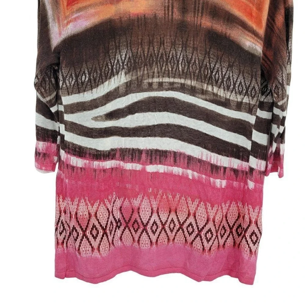 Chico's Tribal Chic‎ Strom Cardigan Sz 0 Pink Linen Open Lightweight Statement